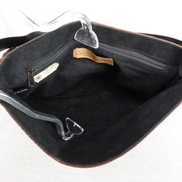 Carla Mancini Handbag Womens Brown Black Leather Alligator Texture Shoulder Bag - Picture 11 of 14